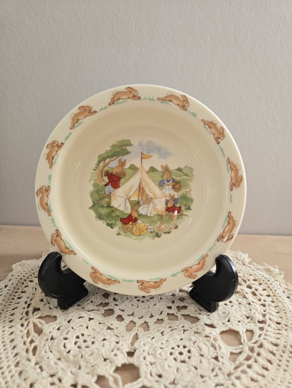 Vintage Royal Doulton Bunnykins Family Camping Bowl English Fine Bone China